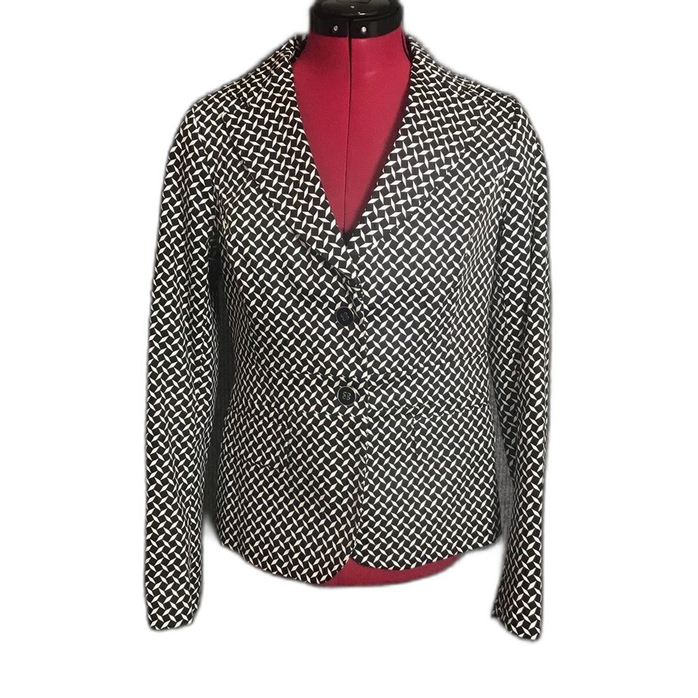 NWT New York & Co Blazer Women’s Size 6 Black & White Cotton Long Sleeve Button - Picture 8 of 8